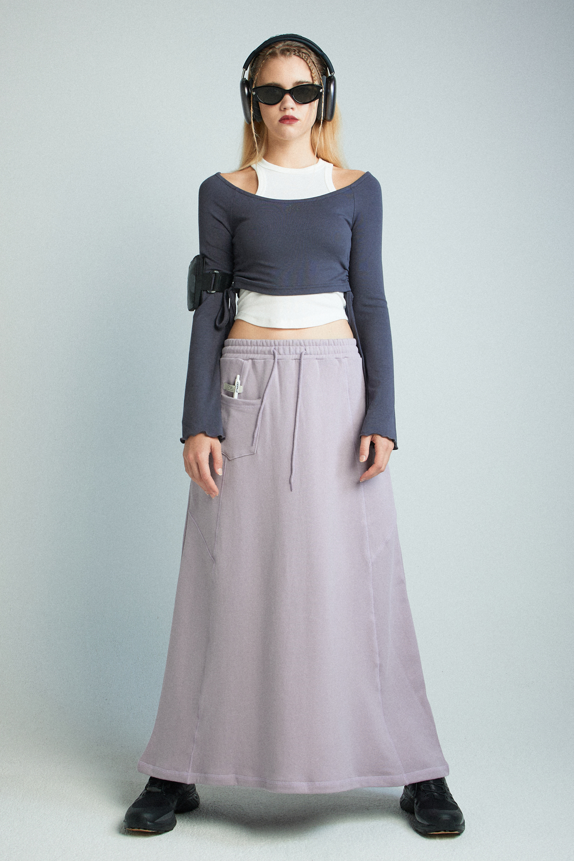 jersey maxi skirt (lilac)