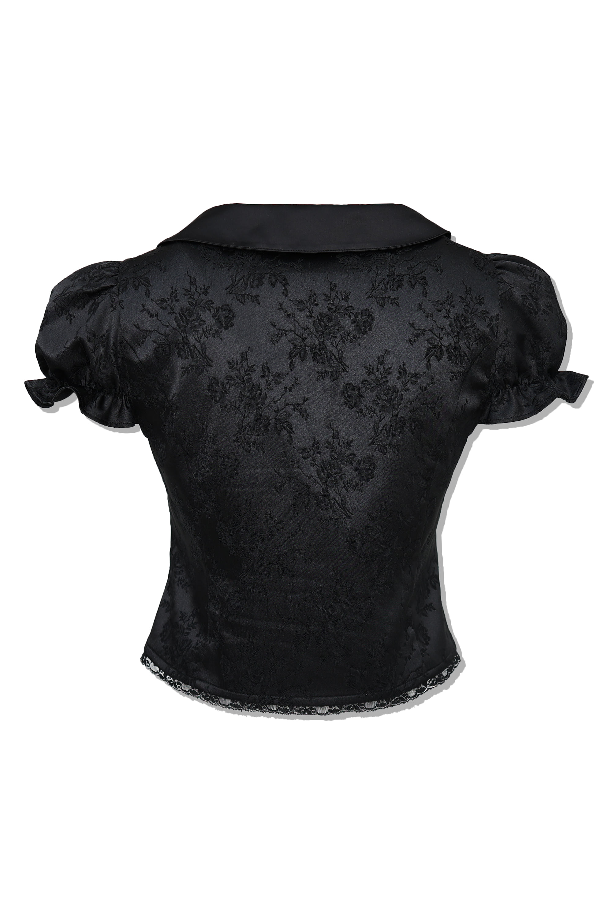satin puff blouse (black)