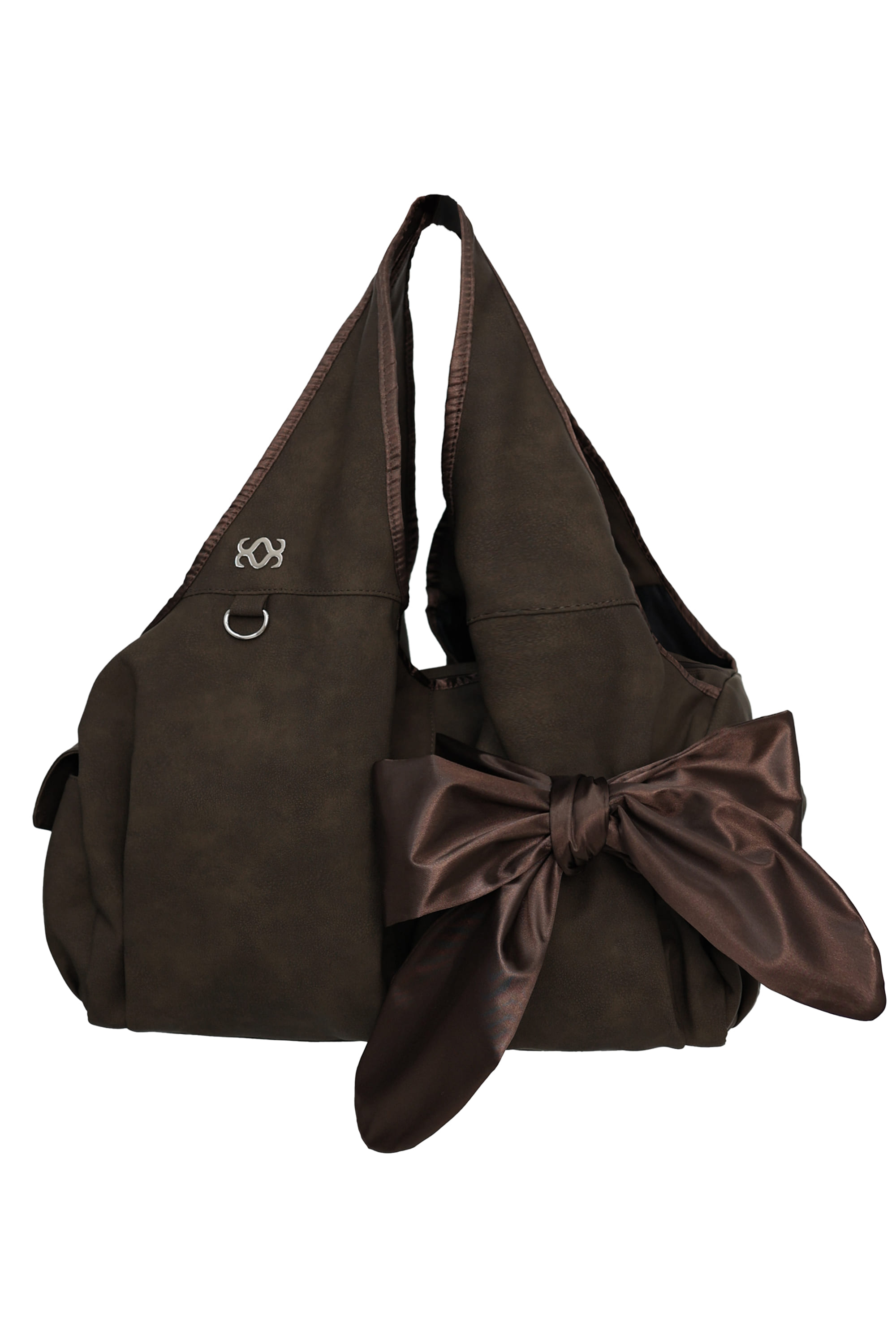 [Vegan Nubuck] bow shoulder bag (brown)