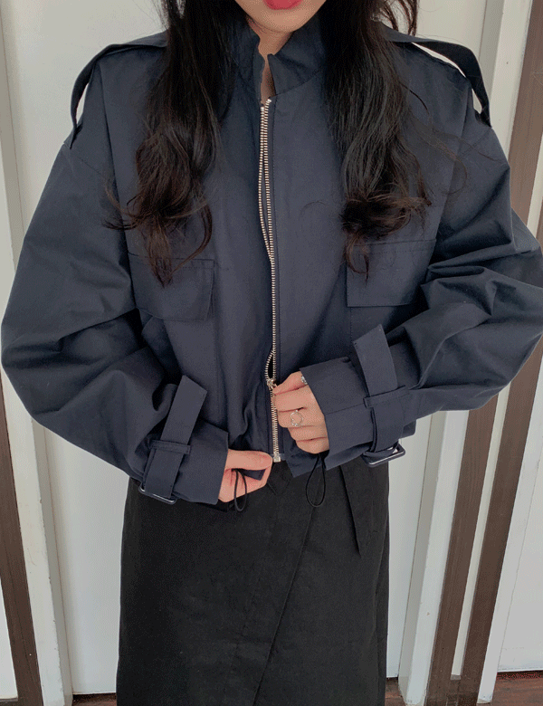 casual short trench jacket (black)