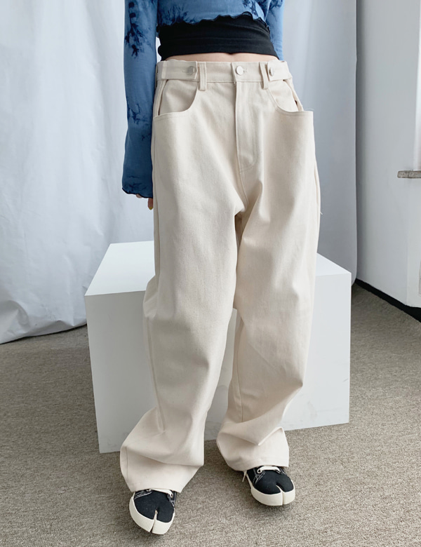 wide button size pants (3colors)