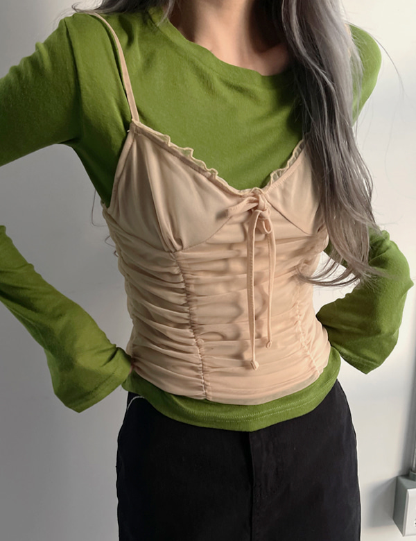 lace shirring sleeveless (2colors)
