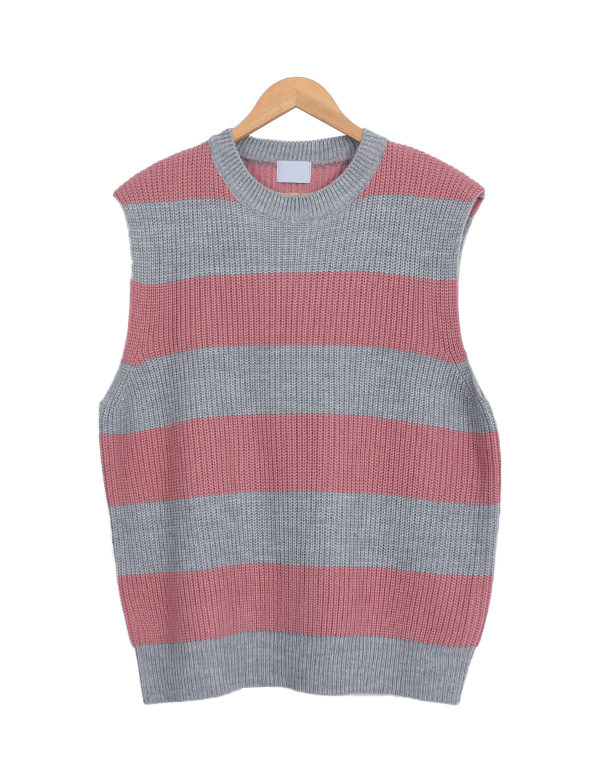 남녀공용 two tone stripe knit vest(4colors)