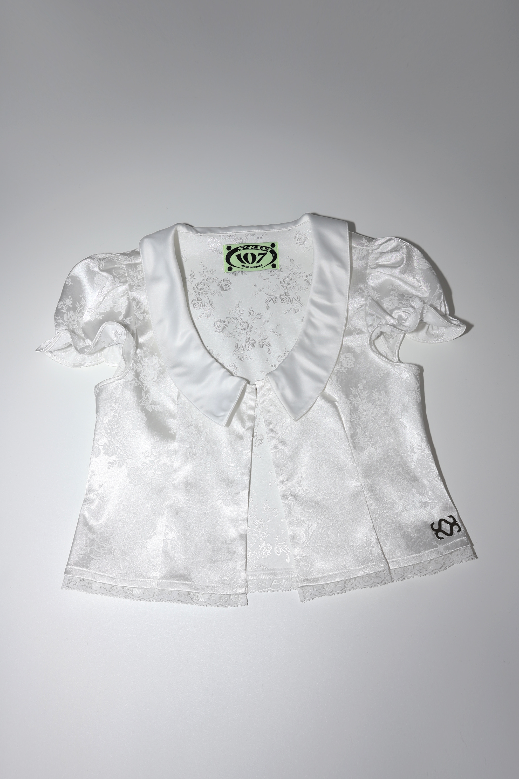 satin puff blouse (white)